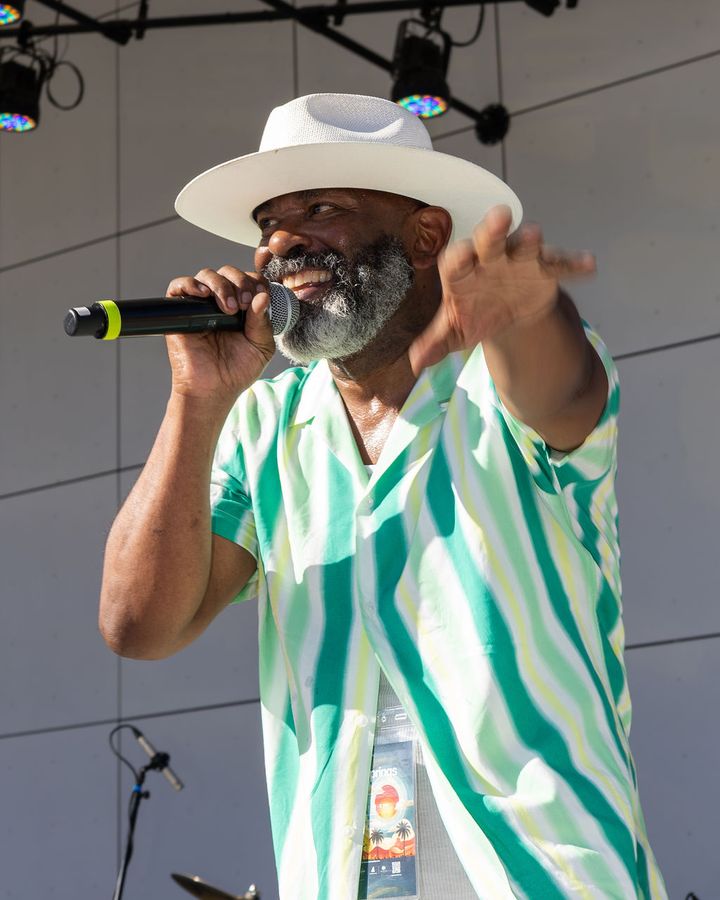 A vocalist performing on stage